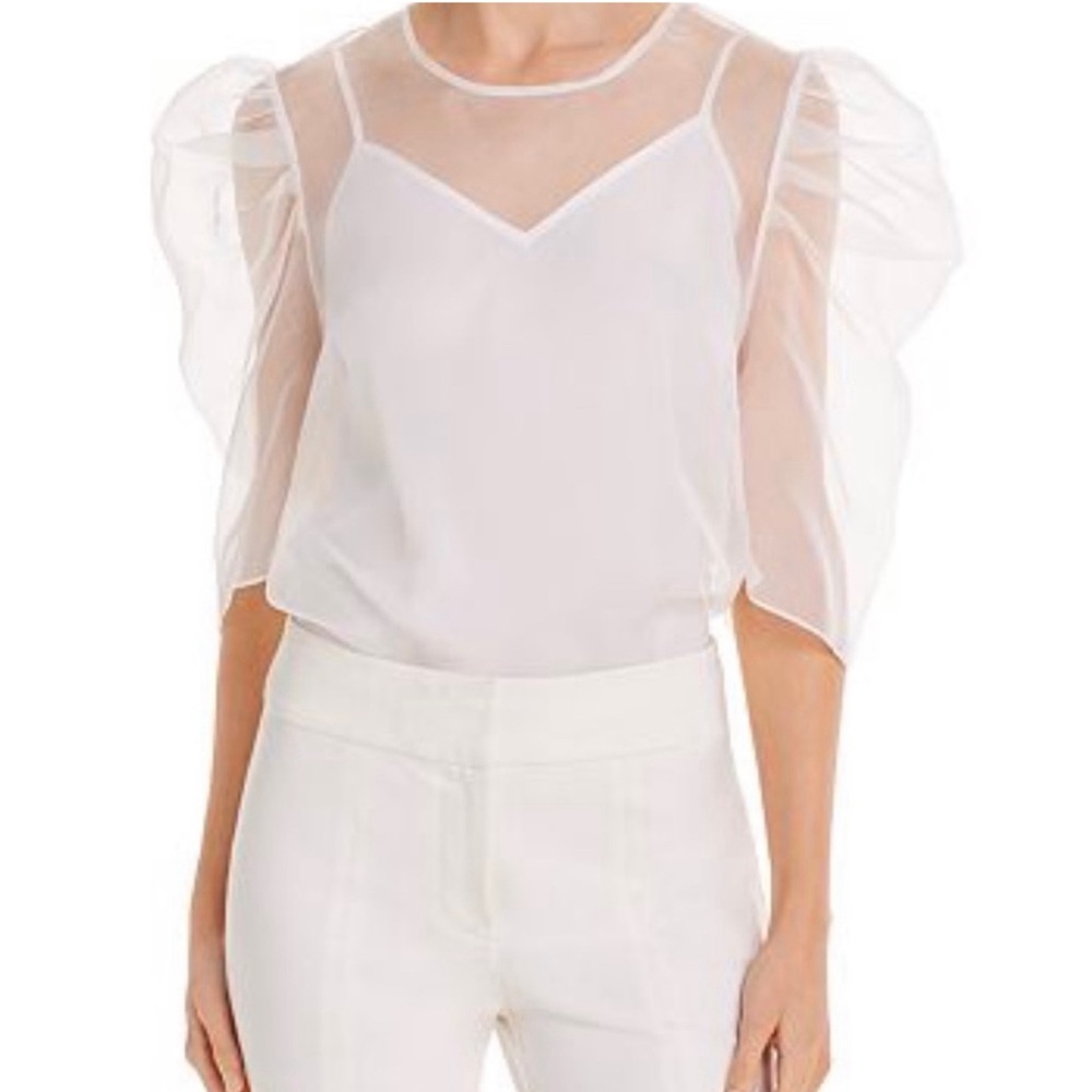 Cinq à Sept
Erin Sheer Silk Puff-Sleeve Top